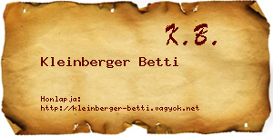 Kleinberger Betti névjegykártya